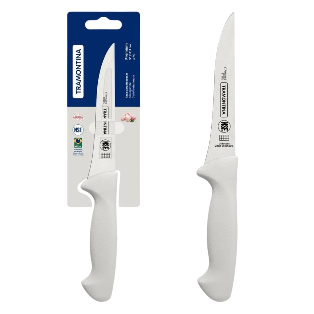 Faca Para Desossar Aço Inox Cozinha Cabo Branco 5 Polegadas Tramontina