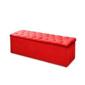 Recamier Calçadeira Casal King 195cm Sofia Veludo Vermelho - Montanaris Decor