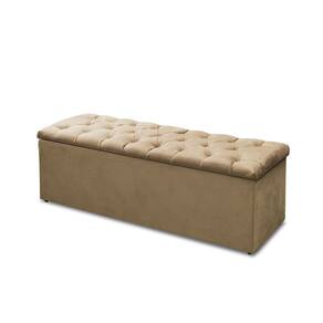 Recamier Calçadeira Casal Queenn 160cm Sofia Veludo Bege - Montanaris Decor