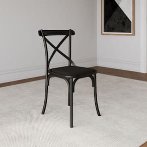 Cadeira Jantar Katrina Premium Aço Preto Assento Corano Preto