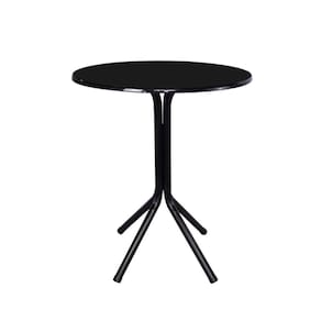 Mesa Bistrô Baixo Preto com Tampo Redondo Preto
