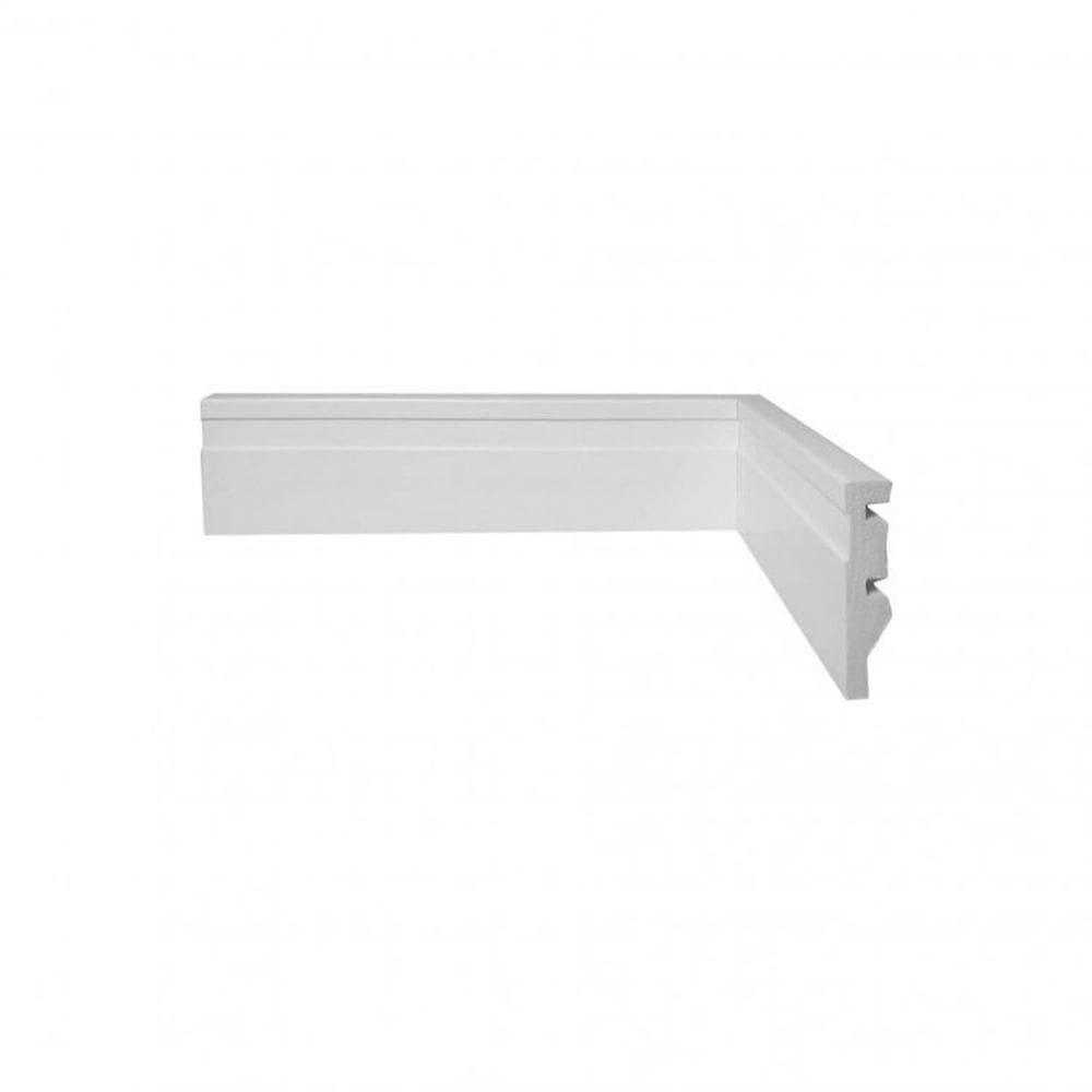 Kit com 10 Barras Rodapé de Poliestireno com Friso Scandian 15mmx70mm Metro Linear 7,2m Branco