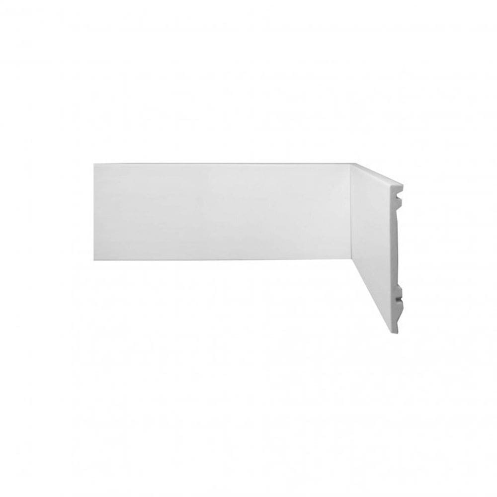 Kit com 30 Barras Rodapé de Poliestireno Liso Scandian 15mmx100mm Metro Linear 7,2m Branco