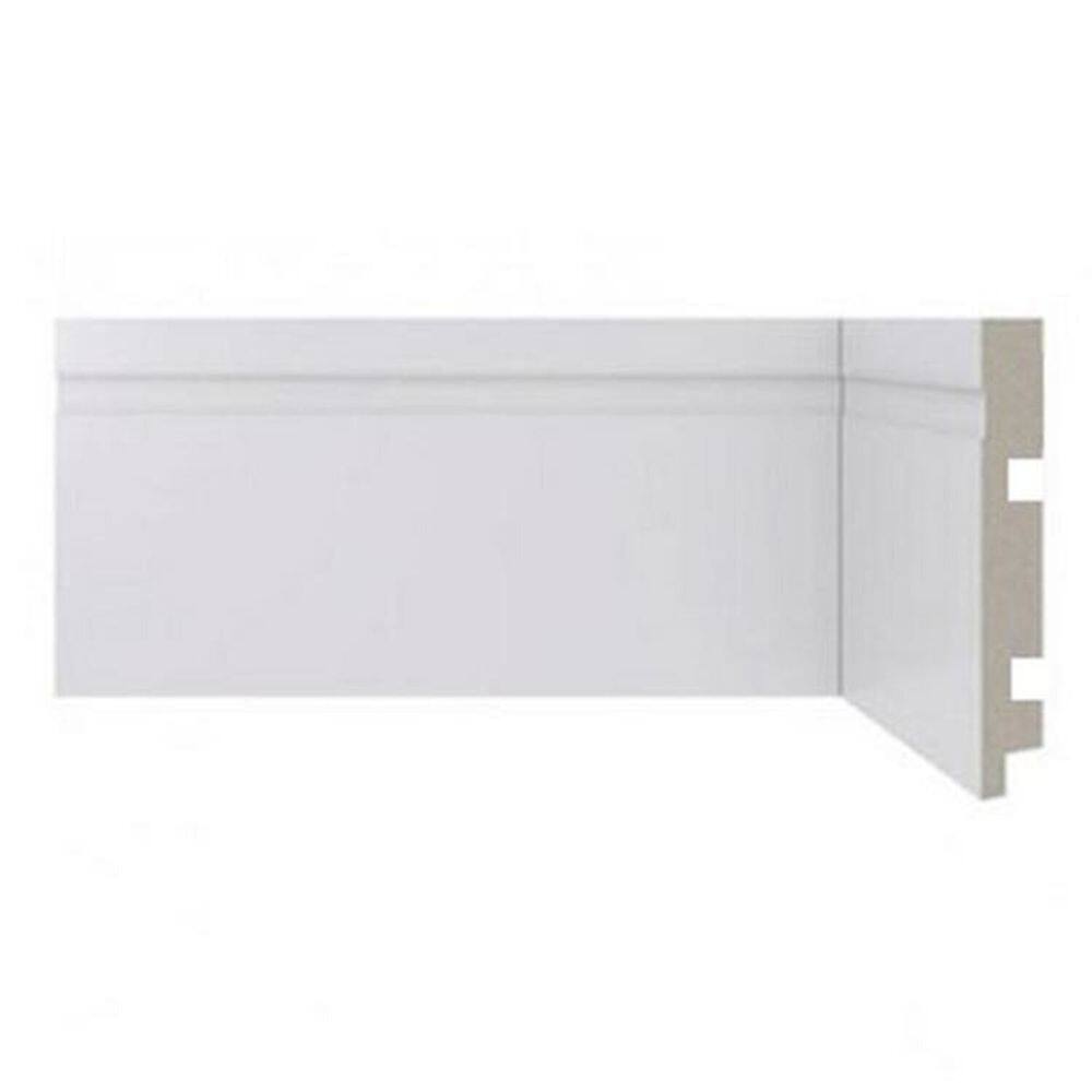 Kit com 10 Barras Rodapé Scandian com Friso 15mmx12cm Metro Linear 7,2m Branco