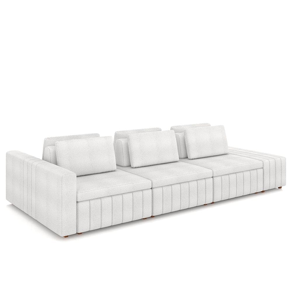 Sofá Ilha Living com Puff 365cm Siesta M22 Bouclê Branco - Mpozenato