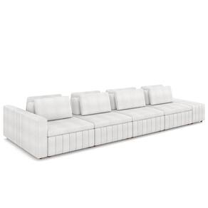 Sofá Ilha Living com Puff 465cm Siesta M22 Bouclê Branco - Mpozenato