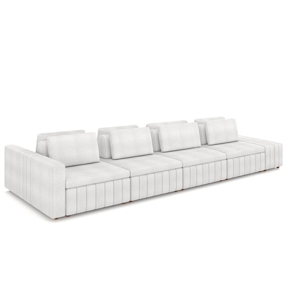 Sofá Ilha Living com Puff 505cm Siesta M22 Bouclê Branco - Mpozenato
