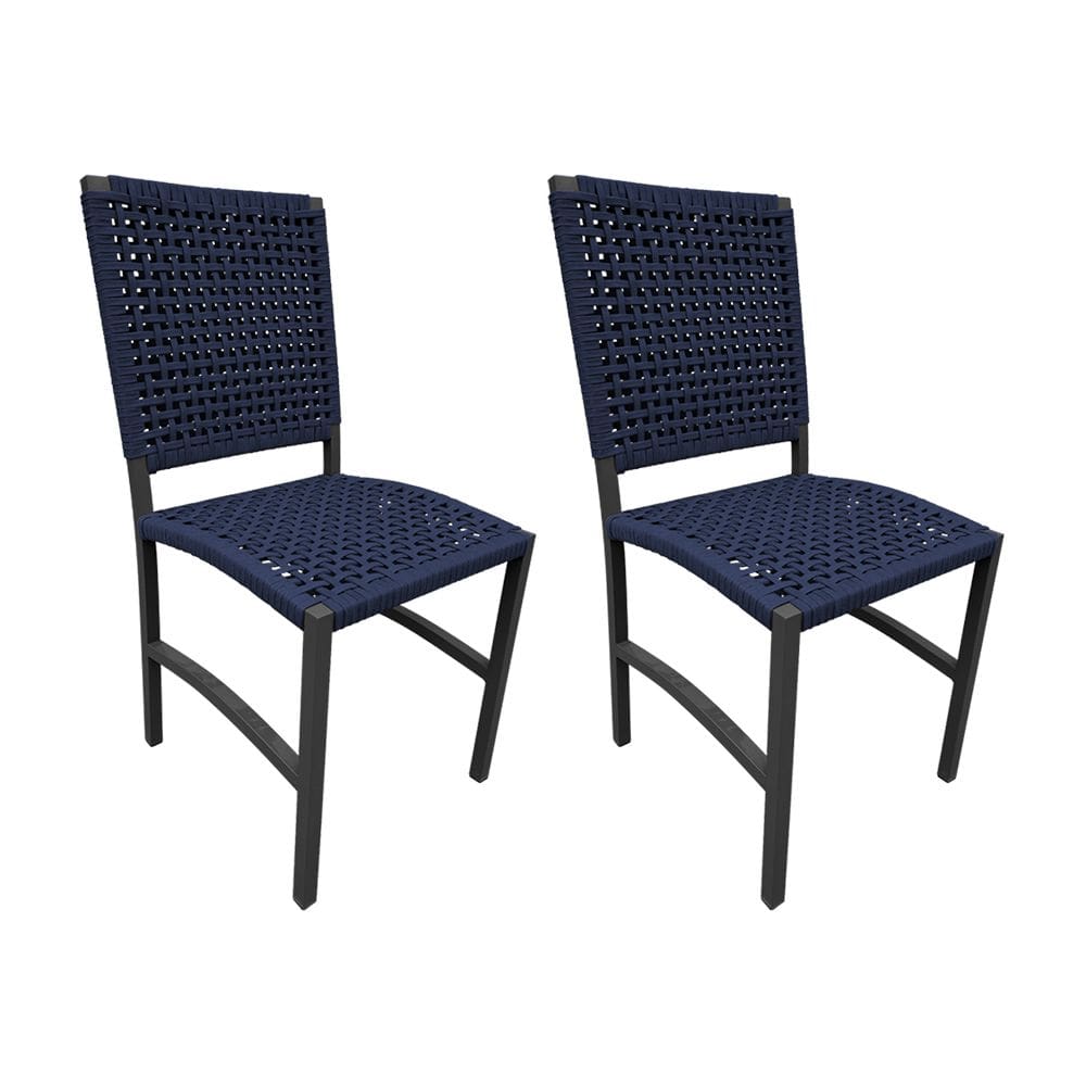 Kit 2 Cadeiras Deck Alumínio Corda Náutica Azul Marinho