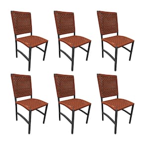 Kit 6 Cadeiras Deck Alumínio Alumínio Corda Náutica Terracota