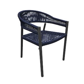 Cadeira Cannes Alumínio Encosto Corda Náutica Azul Marinho