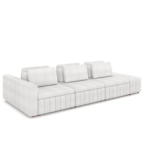 Sofá Ilha Living com Puff 395cm Siesta M22 Bouclê Branco - Mpozenato