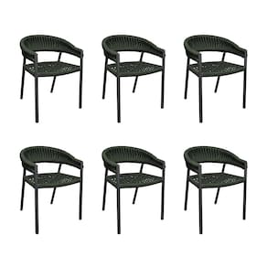 Kit 6 Cadeiras Cannes Alumínio Encosto Tricô Náutico Verde Militar