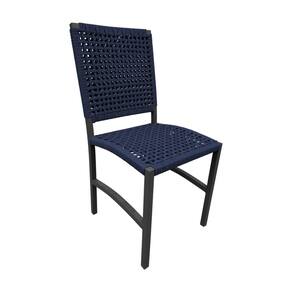 Cadeira Deck Alumínio Corda Náutica Azul Marinho