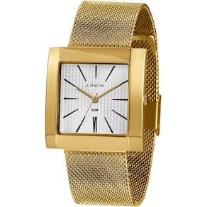 Relógio LINCE feminino quadrado dourado LQG4654L B1KX