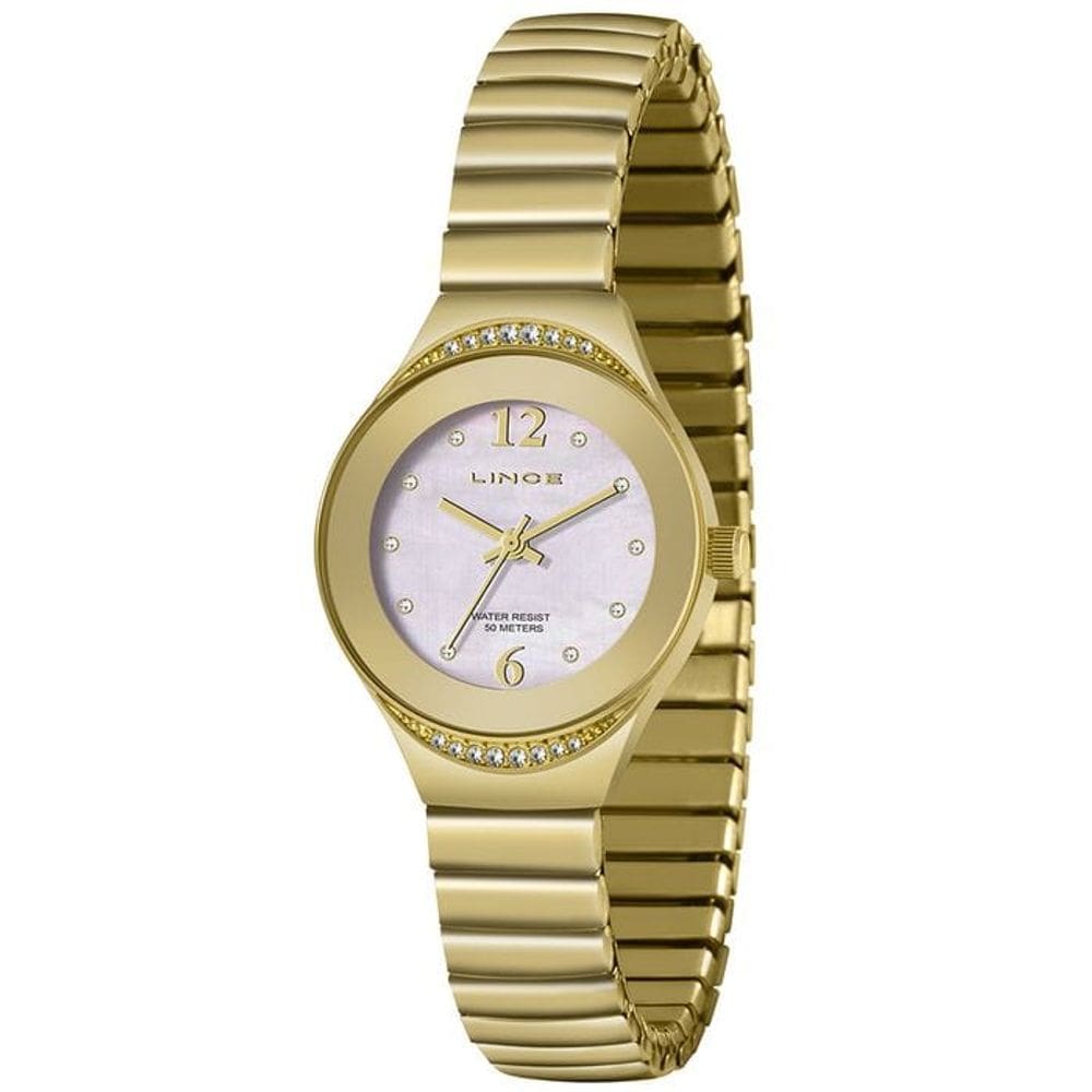 Relógio LINCE feminino mola dourado LRG4720L B2KX