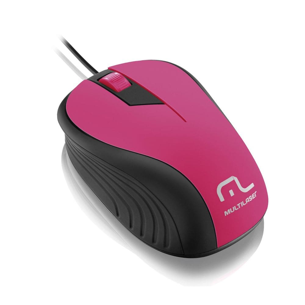 Mouse Emborrachado Rosa com Preto Multilaser  MO223