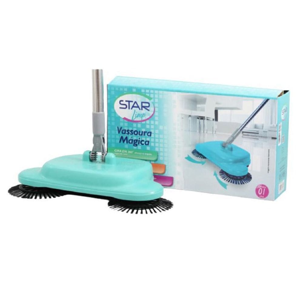 Vassoura Mágica 360º Inox/Plástico - Star Limp 31,5x20x105cm