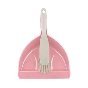 Kit Limpeza Pá Pequena E Escovinha Espanador Rosa 2 Peças