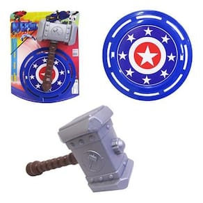 Brinquedo Kit Martelo Thor Infantil Batalha Com Escudo