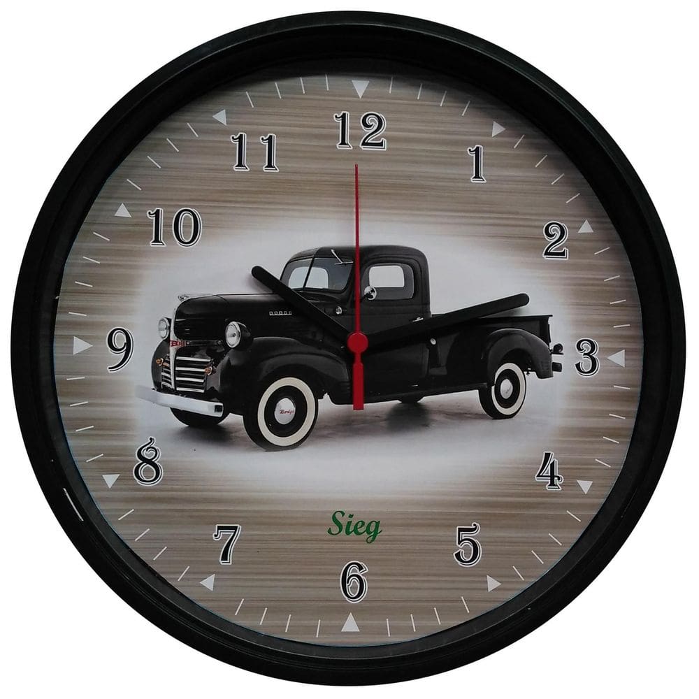 Relógio  Redondo Preto Fundo Carro F49 28Cm