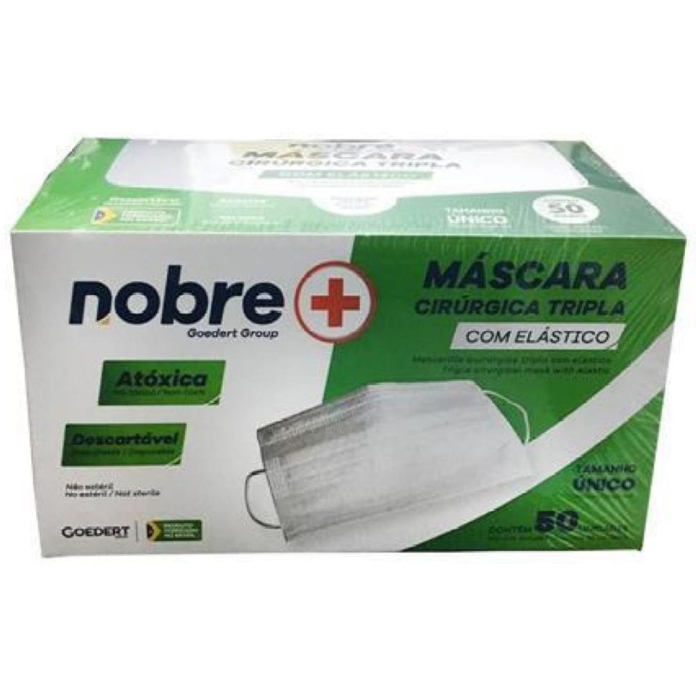 Máscara Cirúrgica Descartável Tripla Nobre - 50 Unidades