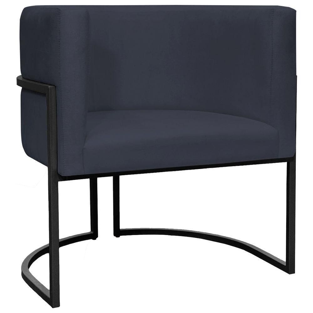 Poltrona Luna Suede Cores Base De Ferro Preta - Preto, Suede