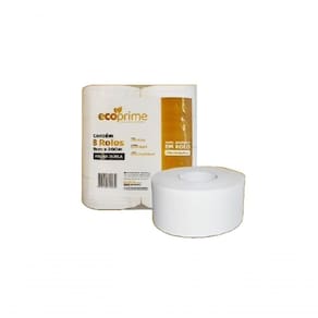 Papel Higiênico Rolão 100% Celulose F.dupla 9x200 Ecoprime C/8