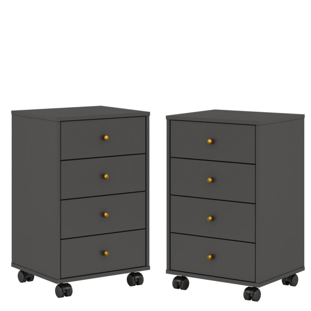 Conjunto 2 Mesas de Cabeceira 4 Gavetas James