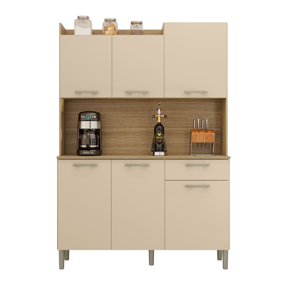 Armário para Cozinha com 6 Portas Bolonha Freijó Vanila