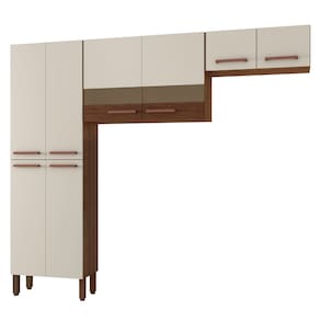 Kit de Cozinha 8 Portas Lile Ripado Off White