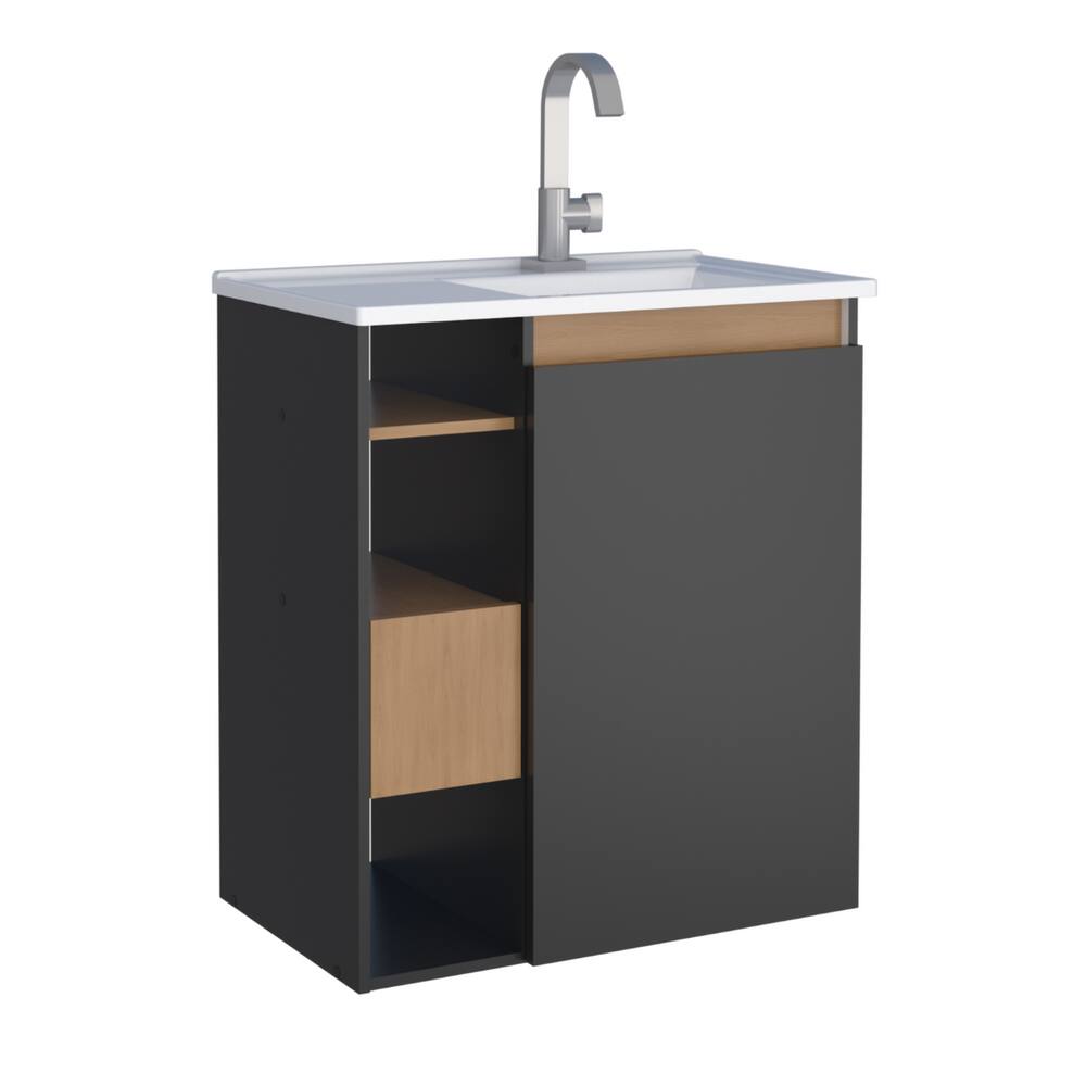 Gabinete de Banheiro Suspenso Porto Jequitibá Preto