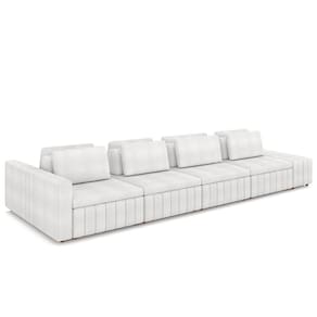 Sofá Ilha Living com Puff 465cm Siesta M22 Bouclê Branco - Mpozenato