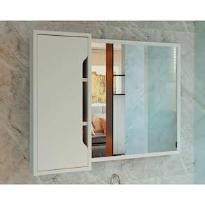 Armário de Banheiro c/Espelho BN3645 80x60cm Branco - Tecno Mobili