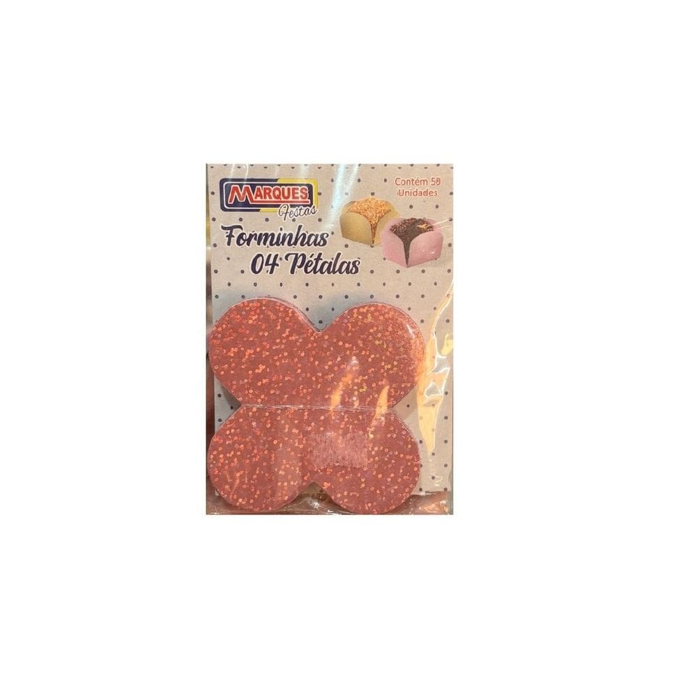 Forminha 4 Petalas Glitter Coral C/50 Marques