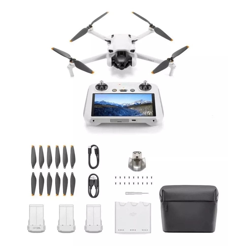 Drone Dji Mini 3 Rc Com Tela Fly More Combo Br Dji033 Cinza