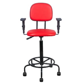 Cadeira caixa alta L duplo com braço base semi corano vermelho