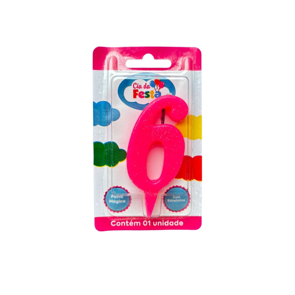 Vela Premium Rosa N 6 Cia Da Festa