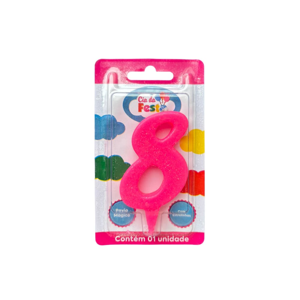 Vela Premium Rosa N 8 Cia Da Festa