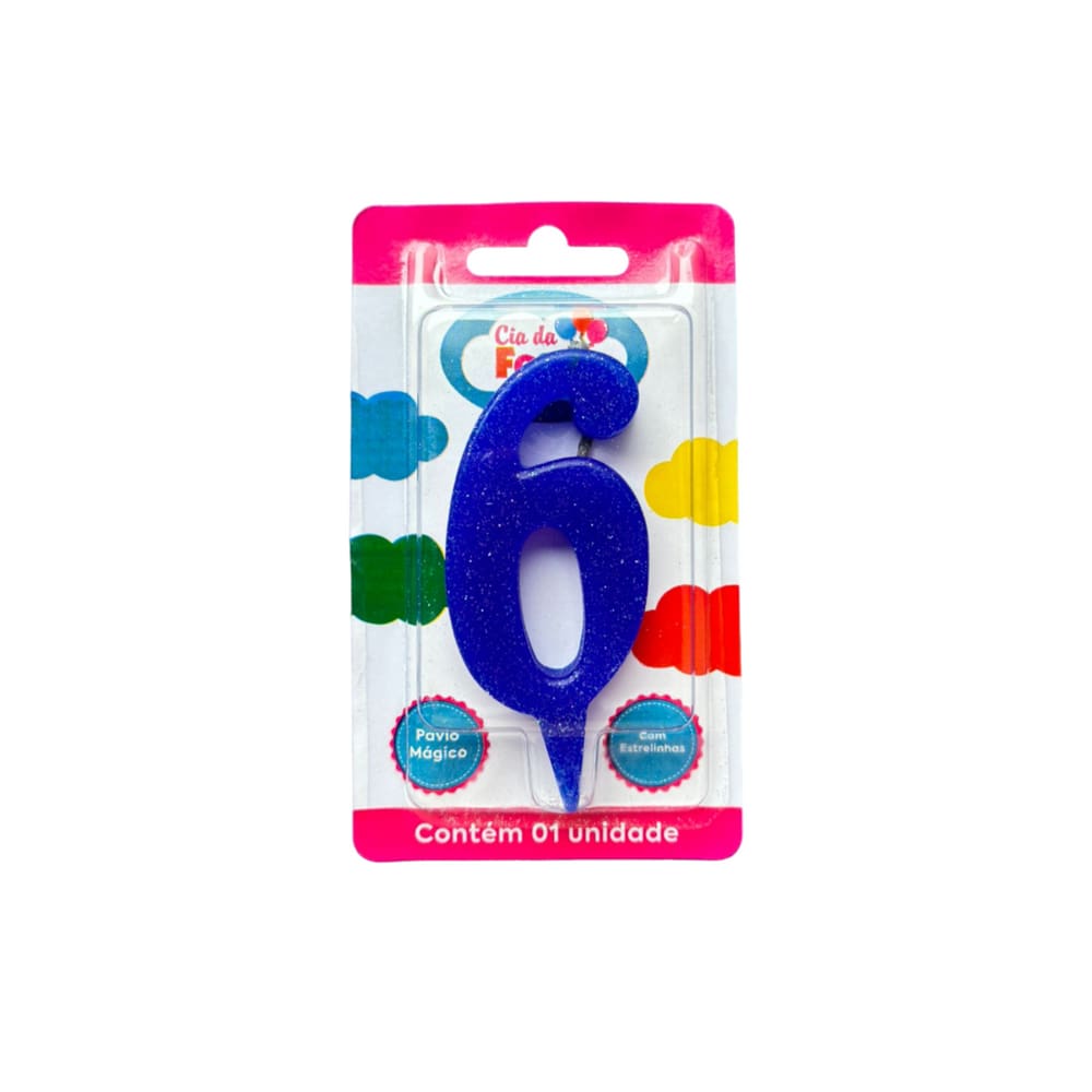Vela Premium Azul N 6 Cia Da Festa