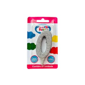 Vela Premium Glitter Prata N 0 Cia Da Festa