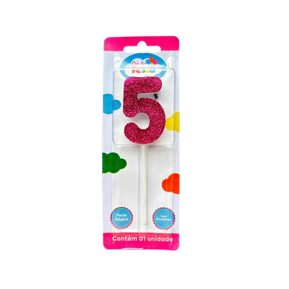 Vela Glamour Rosa N 5 Cia Da Festa