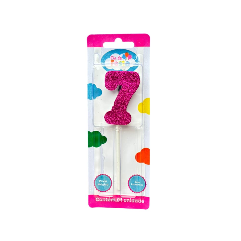 Vela Glamour Rosa N 7 Cia Da Festa