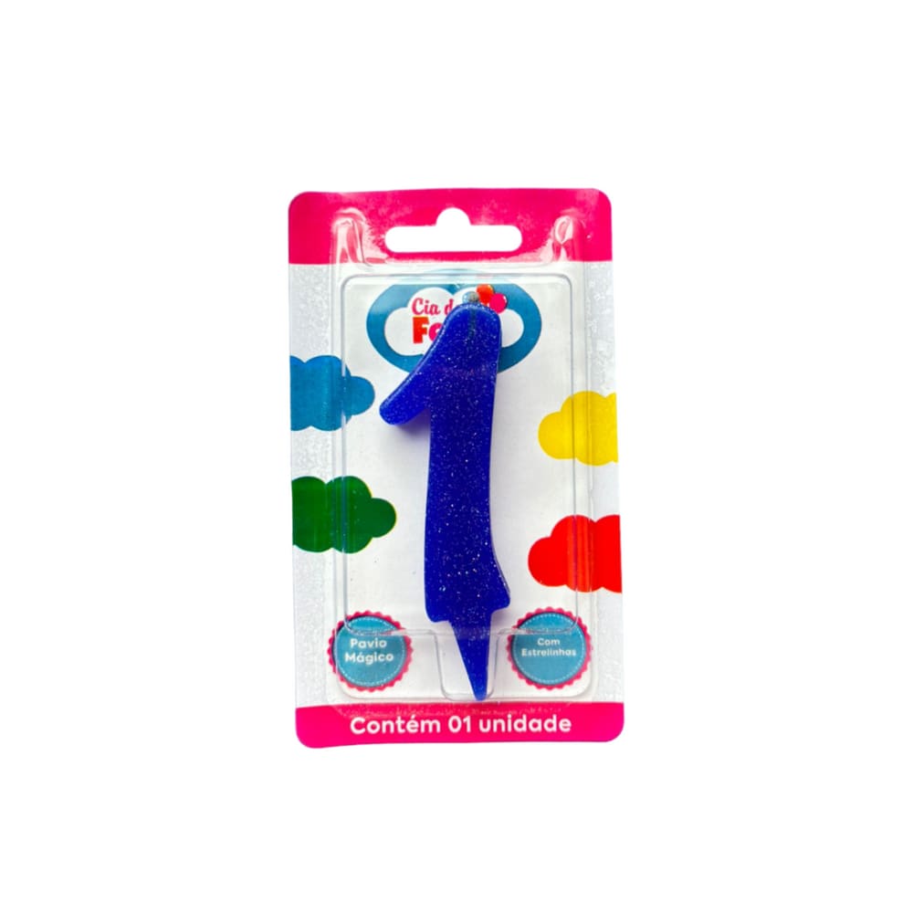 Vela Premium Azul N 1 Cia Da Festa