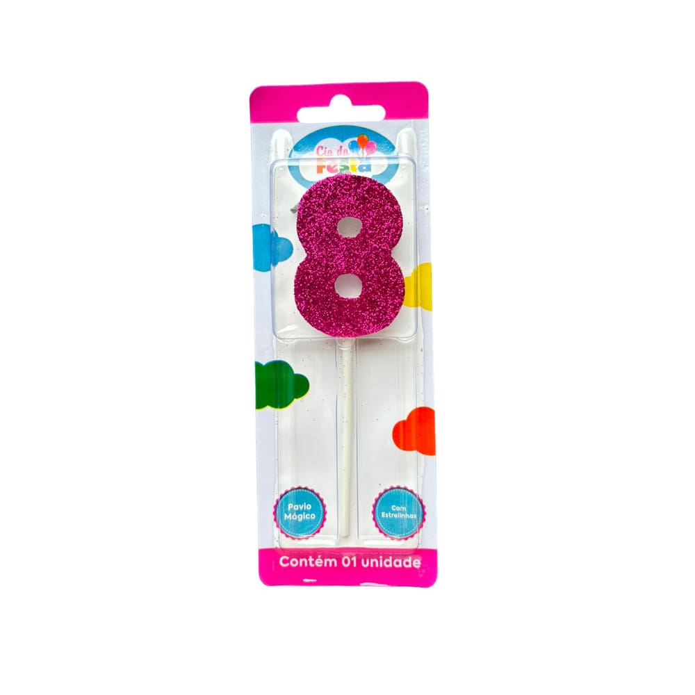 Vela Glamour Rosa N 8 Cia Da Festa