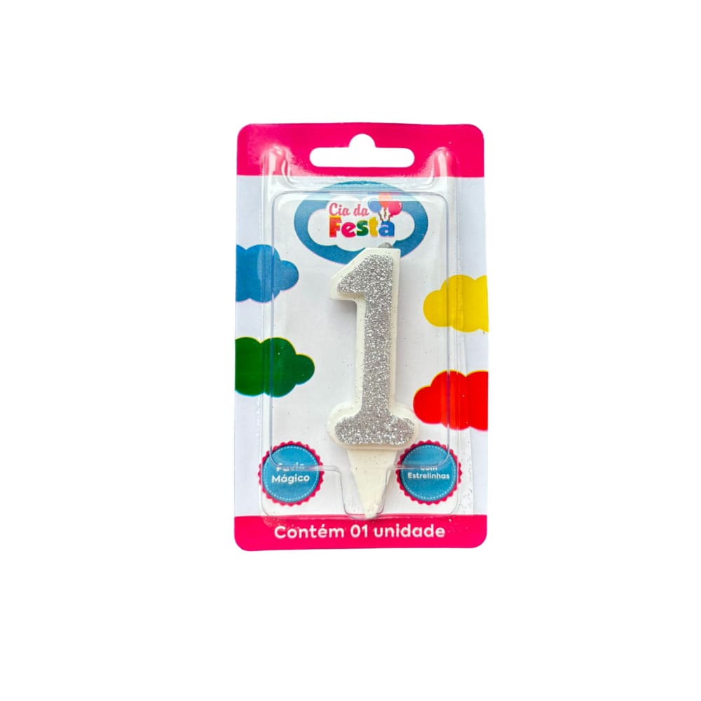 Vela Estilosa Prata N 1 Cia Da Festa