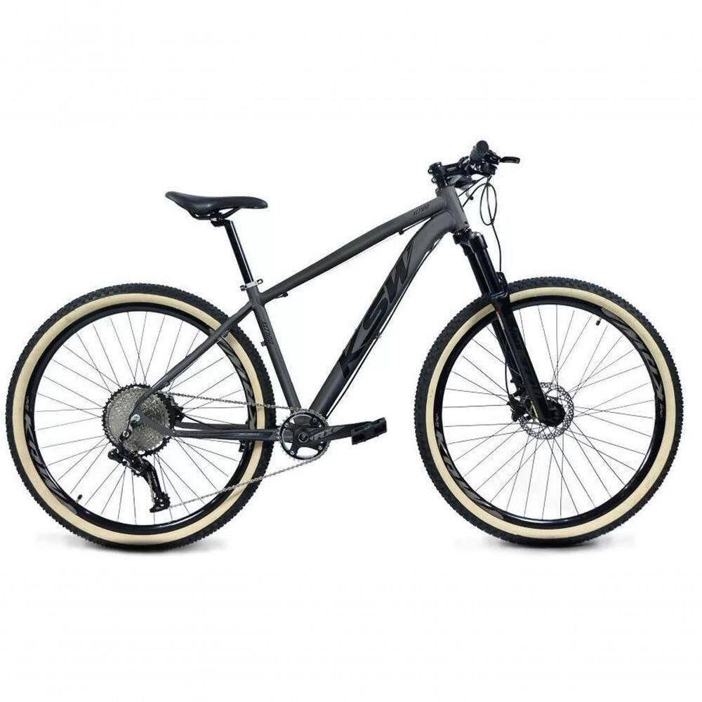 Bicicleta 29 Ksw Xlt 12v Freios Hidráulicos 1x12v Trava No Ombro Pneu Bege - Grafite Tam.17
