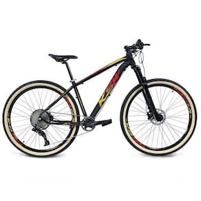 Bicicleta 29 Ksw Xlt 12v Freios Hidráulicos 1x12v Trava No Ombro Pneu Bege - Preto-vermelho-amarelo Tam.15