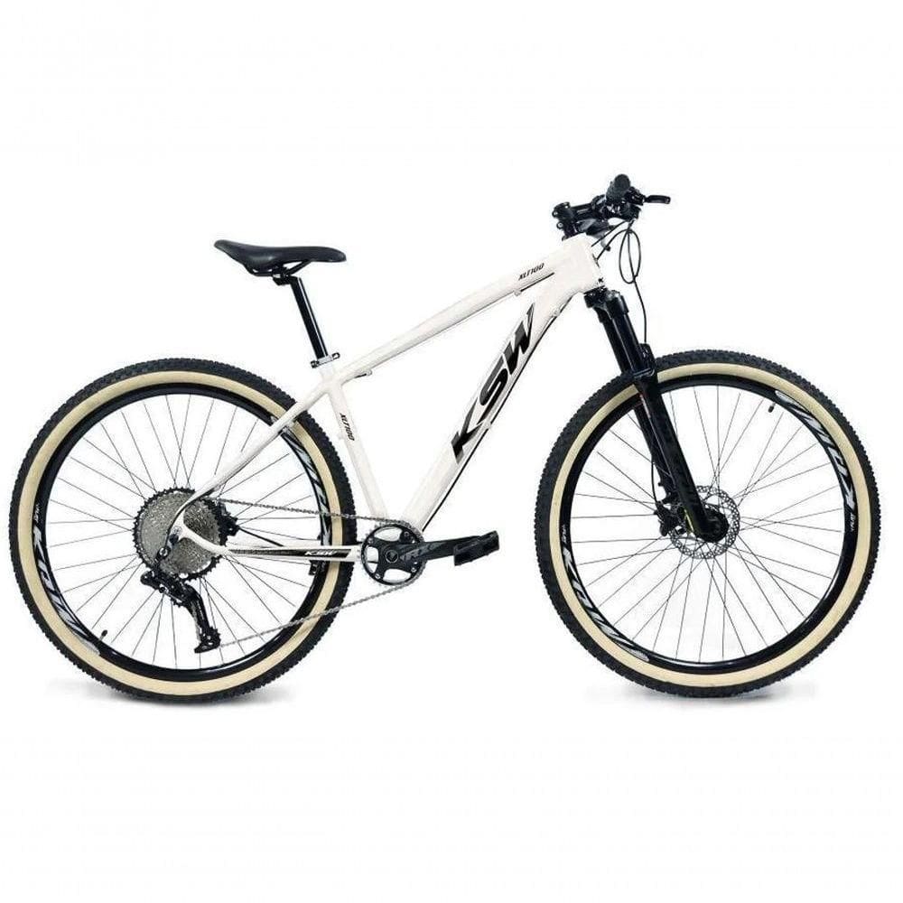 Bicicleta 29 Ksw Xlt 12v Freios Hidráulicos 1x12v Trava No Ombro Pneu Bege - Branco Tam.21