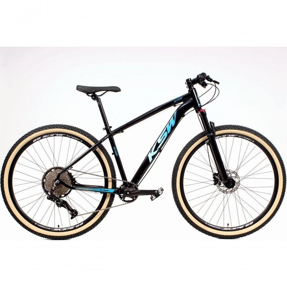 Bicicleta 29 Ksw Xlt 12v Freios Hidráulicos 1x12v Trava No Ombro Pneu Bege - Preto-azul Tam.19