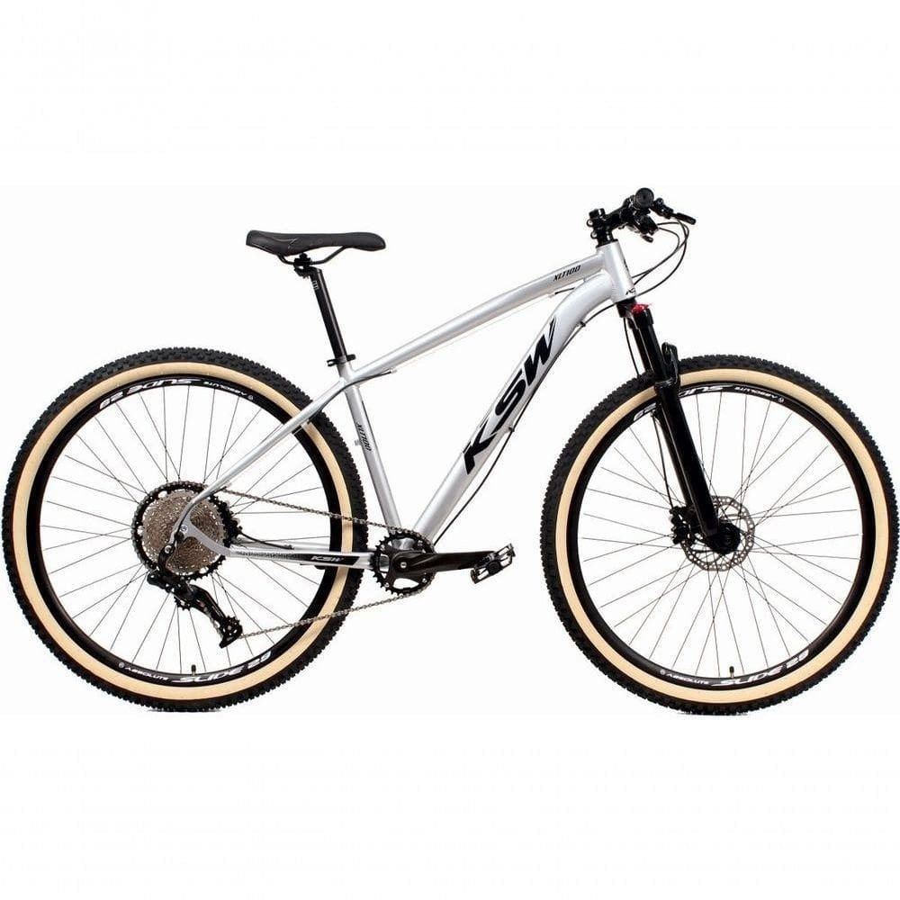 Bicicleta 29 Ksw Xlt 12v Freios Hidráulicos 1x12v Trava No Ombro Pneu Bege - Prata Tam.15